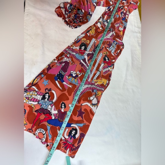 CLEMENTS RIBEIRO Vibrant Orange Red Sheath Dress with Bishop Sleeves size XS - Picture 9 of 13